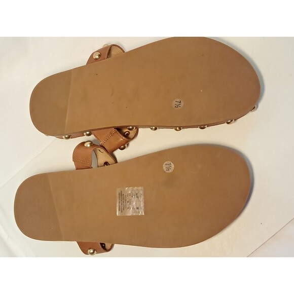 KELSI DAGGER Brooklyn Surface Studded Flat Sandal Leather Brown Gold Size 7.5 - Picture 7 of 8